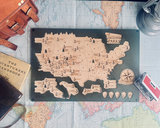 National Parks Map | Wooden Puzzle Tracker