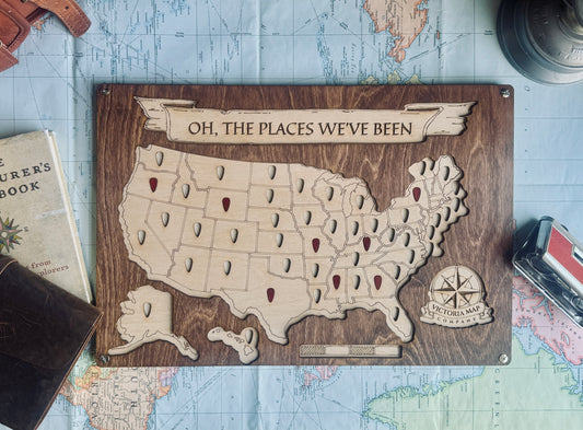 Oh the Places We’ve Been - 50 States Tracker Map
