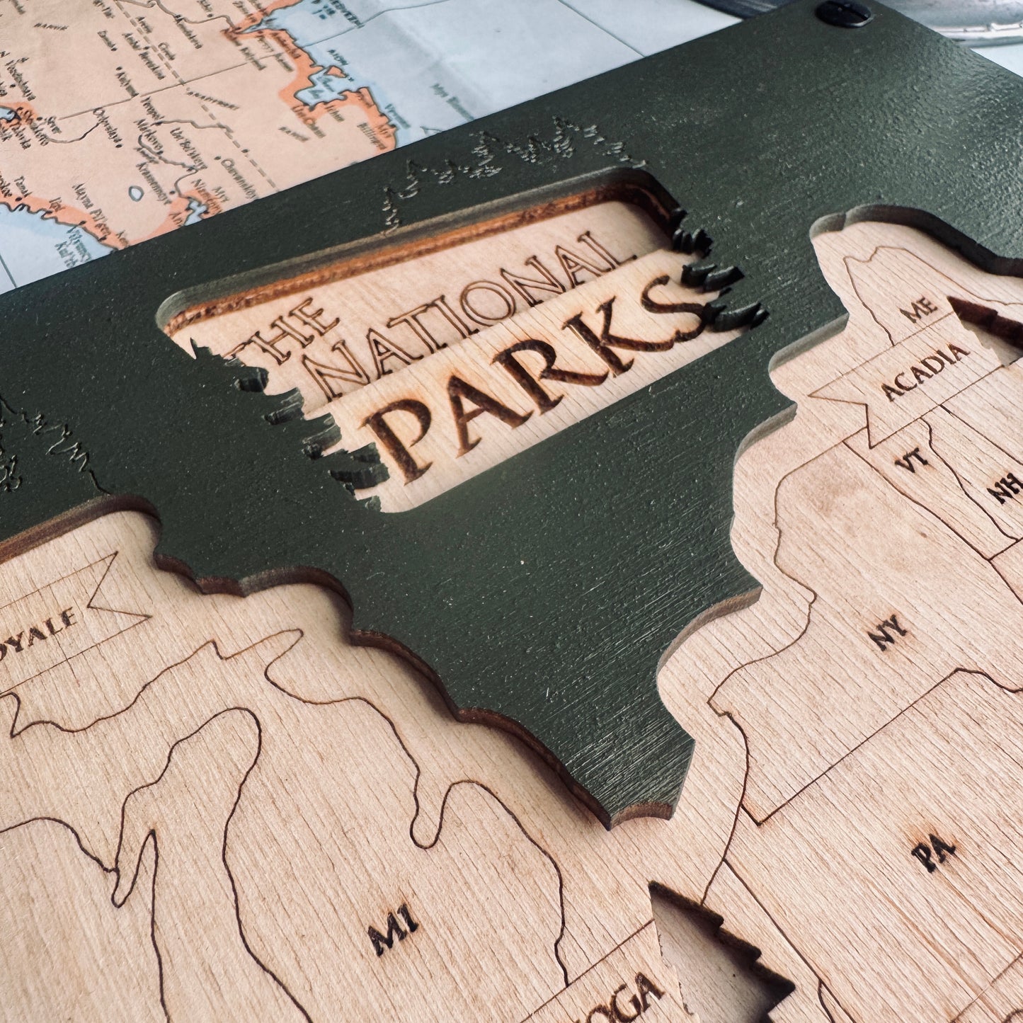National Parks Map | Wooden Puzzle Tracker